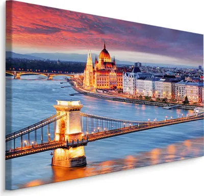 Produktbild von Fabelhafte Canvas LEINWAND BILDER 100x70 cm XXL Kunstdruck Brücke in Budapest
