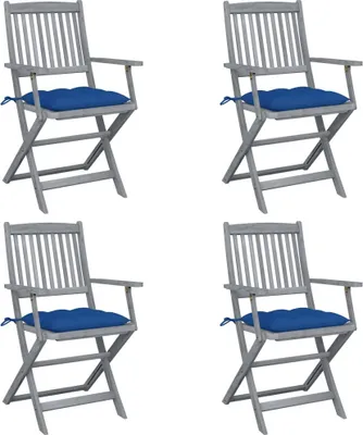 Produktbild von Klappbare Gartenstühle 4 Stk. mit Kissen Massivholz Akazie