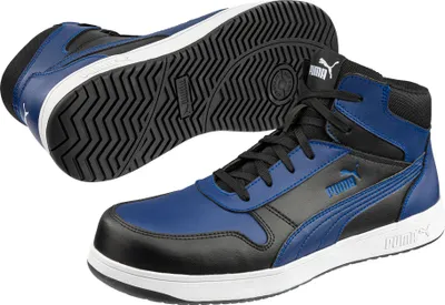 Produktbild von Puma Sicherheitsschuh Frontcourt Blue/Black Mid nach EN ISO 20345:2011 S3 ESD FO HRO SR schwarz  Größe 47