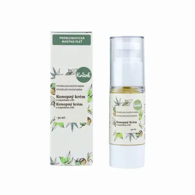 Image de Crème de nuit au chanvre pour peaux grasses éliminant l'acné Kvitok - 30 ml