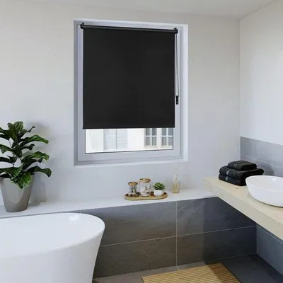 Image de Store thermique, 75 x 160 cm, noir, protection de l'intimité, protection solaire, fixation par pinces