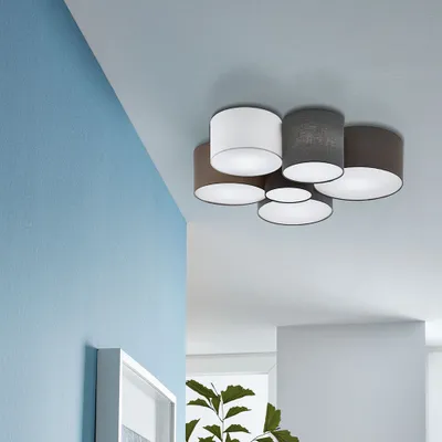Produktbild von Eglo 97838 PASTORE E27 6-cestné stropné svietidlo Ø990mm Hnedá Sivá Biela