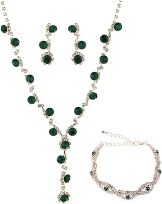 Image de Ensemble de bijoux élégant pour mariée, comprenant un collier, des boucles d'oreilles et un bracelet
