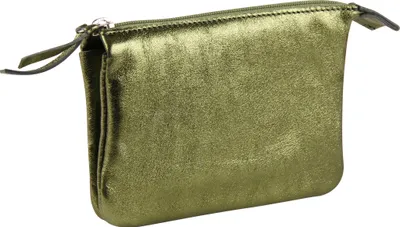 Produktbild von Clairefontaine 4x Kleine Tasche Leder Cuirisé TM 2 Fächern 13x9cm Grün 400016C