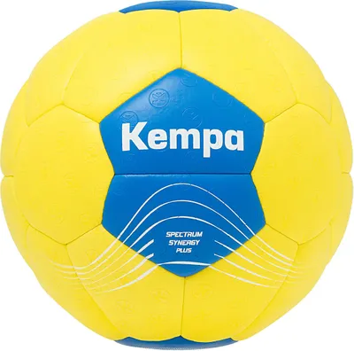 A yellow and blue Kempa handball.