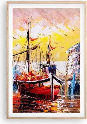 Produktbild von Gerahmtes Poster - Rahmen in heller Eiche - Boot Segel Meer - 61x91,5 cm - Wand Bild - Wanddeko - Wandbilder - Kunstposter - Wandposter - Bilderrahmen - Bilder - Kunstdruck - Wandbild P2NPA61x91-3435