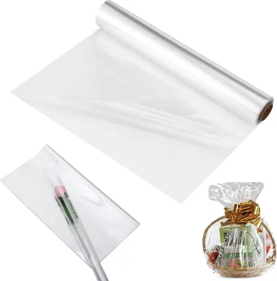 Produktbild von Cellophanfolie Transparent 86cm x 30m x 3mm für Geschenkkörbe und Blumendekoration