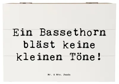 Produktbild von Mr. & Mrs. Panda Geschenkbox Spruch Bassethorn Klänge 22 x 15 cm - Weiß - Geschenk, Kiste mit Deckel, Schatzkiste, Kammermusik, geschenkkiste, Klarinettenfamilie, Lernen