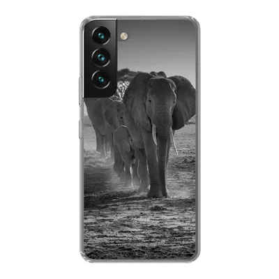 Produktbild von MuchoWow® Handyhülle Schutzhülle Hülle für Samsung Galaxy S22 Elefant - Einfarbig - Tiere - Schwarz - Weiß Silikon Softcase Handy Hülle - Mobiltelefonhülle