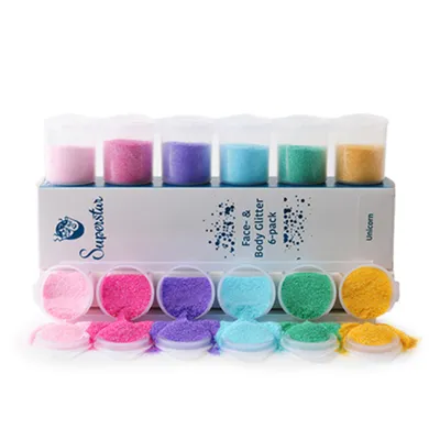 Immagine prodotto di Set trucco glitterato Unicorn per pelle e capelli 90 ml 6 colori