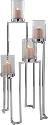 Productafbeelding van Fink GRANT, wandlamp, 4 lichtpunten, glas, roestvrij staal, gepolijst, glad, zilverkleurig, lengte 32,5 cm, breedte 32,5 cm, hoogte 86 cm, diepte 32,5 cm, artikelnummer 143046