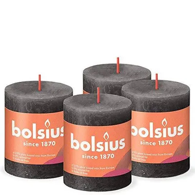 Produktbild von Bolsius Rustikale Stumpenkerzen Shine 4 Stk. 80x68 mm Sturmgrau