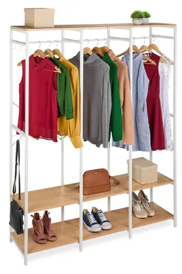 Offener Kleiderschrank mit Regalböden, weiß-braun, 180x141x40 cm