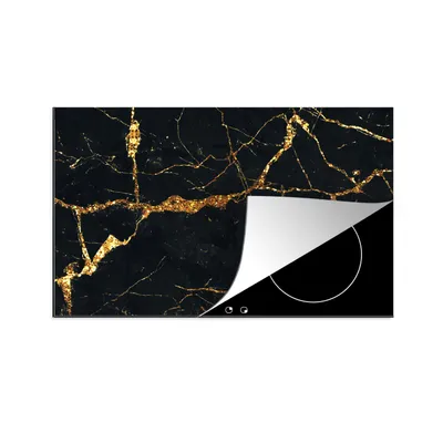 Produktbild von KitchenYeah© Herdabdeckplatte Gold - Marmor - Glitzer - Luxus , 85x52cm, Küche Deko, Glaskeramikkochfeld Herdabdeckung, Abdeckplatte fùr Kochfeld