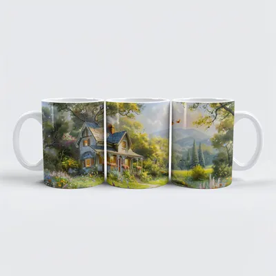 Image de raxxa Premium-Tasse "Chalet d'été avec prairie de fleurs sauvages"