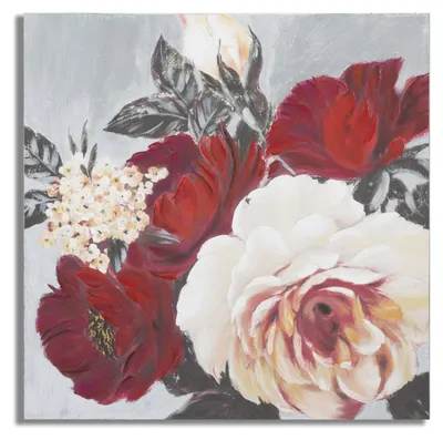 Immagine prodotto di FURNLUX Arte murale fiore rosso 90 cm / Colore principale: Rosso / Dimensioni: 90 x 90 x 4 cm