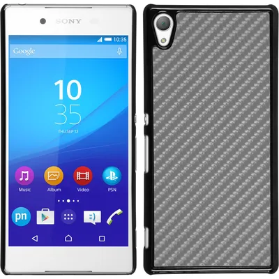 Produktbild von PhoneNatic Case kompatibel mit Sony Xperia Z3+ / Plus - Hülle silber Carbonoptik Hard-case + 2 Schutzfolien