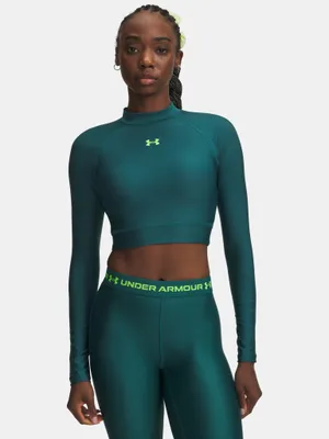Produktbild von Under Armour Damen-T-Shirt HeatGear Crop Mock LS-GRN LG