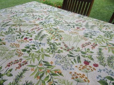 Rechteckige Tischdecke Blattgrün 100% Baumwolle 140x360 cm