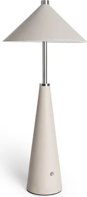 Produktbild von LED Tischlampe Tragbar Leder und Metall mit wiederaufladbarem USB Akku Tyu Tule Beige