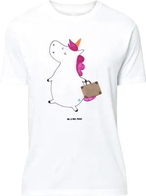 Produktbild von Mr. & Mrs. Panda Größe M T-Shirt Einhorn Koffer - Weiß - Geschenk, Tshirt, Herren, Shirt, mit Spruch, Unicorn, Spaß, Reise, Einhörner
