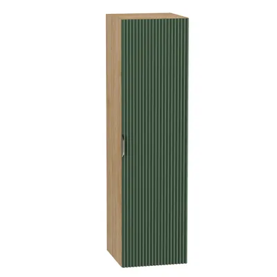 Produktbild von WENA Badezimmerschrank, geriffelte Fronten, Salbei / Eiche, 1 Softclose Tür, B/H/T ca. 33/120/33 cm