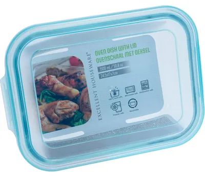 Zdjęcie produktu dla Pojemnik szklany z plastikową pokrywką, 1500 ml