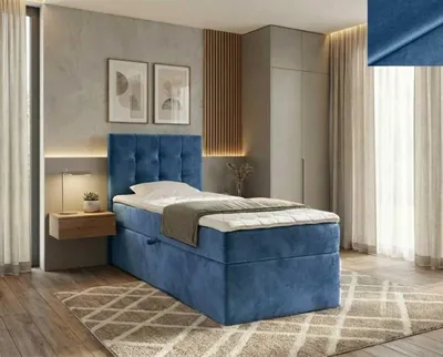 Produktbild von Boxspringbett INCANTO NORDELO New Velo 105 BLAU 120 x 200 cm mit Stauraum, Bonellmatratze und 4 cm Topper