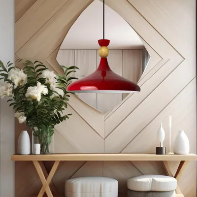 Produktbild von Pendelleuchte Rot Ø35 cm Metall E27 Moderne Lampe, Ohne Leuchtmittel