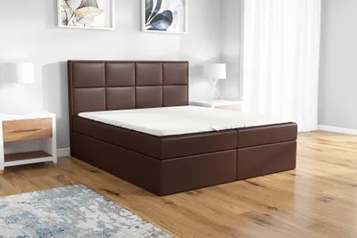 Produktbild von Boxspringbett LAR 200x200 mit 2 Bettkästen, Bonell-Matratze und Topper. Möbel vom Hersteller- Handarbeit! Bett Komplett-Set mit Matratze, Bettkasten & Kopfteil. Modern und robust.
