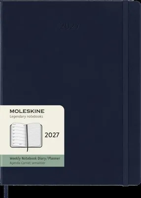 Immagine prodotto di Moleskine Agenda settimanale 12 mesi 2027, XL, 1 settimana = 1 pagina, pagina con righe a destra, copertina rigida, blu zaffiro
