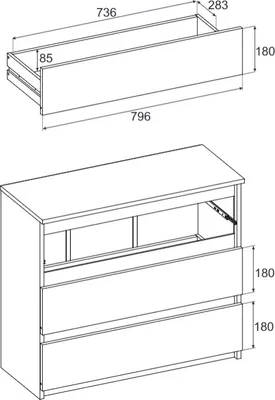 Image de Commode à 3 tiroirs Sideboard Armoire à tiroirs Armoire à vêtements Moderne Meuble à tiroirs pour votre chambre à coucher Gris Mat Old Style 80x71,5x33,5