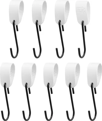 Immagine prodotto di Natural Goods Berlin gancio per cappotto GARD loop, cinturino in pelle vegana PU, loop in pelle, cinturino in pelle, bianco, con gancio GARD FLAT in nero, 9 pezzi
