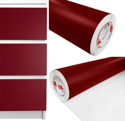 Produktbild von DecoMeister Möbelfolie selbstklebend 100x500 cm - Burgundrot Matt - Einfarbig Klebefolie für Möbel - Klebefolie Möbel für einfache Anwendung, ideal für die Renovierung von Küche oder Bad - Möbelfolie
