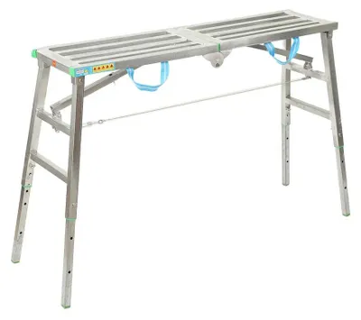 Image de Plateforme de travail - Escabeau télescopique pliable - Réglable en hauteur - Échafaudage de peintre pour travaux de masticage et de décoration - Portable - Usage intérieur