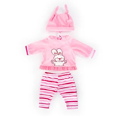 Produktbild von Bayer Design 83888AA Kleider für Puppen 38 cm, 3 Teile, Babypuppen Anziehsachen, rosa, Hasenmotiv