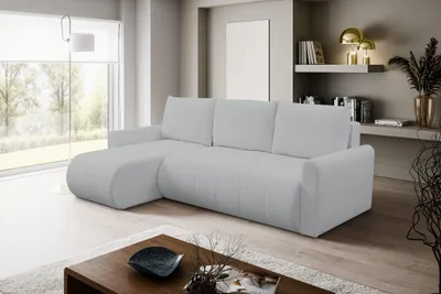 Zdjęcie produktu dla Narożnik SPRINT 230x149 do salonu funkcja spania pojemnik popielaty boucle