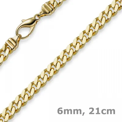 Produktbild von 6mm Panzerarmband Armband Armkette 585 Gold Gelbgold 21cm Herren Goldarmband