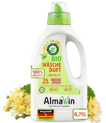 Produktbild von AlmaWin® Wäscheparfüm mit blumig-süßem Lindenblüten-Duft [750ml] -  Wäscheduft Waschmaschine kombinierbar mit Flüssig- & Pulverwaschmitteln - Wäscheparfum, Laundry Perfume