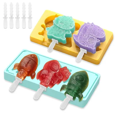 2er-Set Silikon-Eisformen mit Stiel, DIY-Eis am Stiel, wiederverwendbar