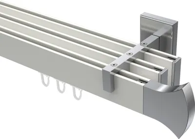Produktbild von Interdeco Innenlaufstange / Gardinenstange mit Innenlauf Weiß / Chrom, Typ Smartline Conex (Rundung), 14x35 mm 3-läufig, 200 cm