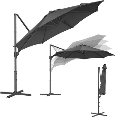 Produktbild von Sonnenschirm 300 cm – UPF 50+ – mit Kurbel und Kreuzfuß
