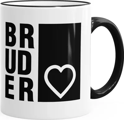 Produktbild von Kaffee-Tasse Bruderherz Geschenk-Tasse Keramiktasse MoonWorks® Farbkante schwarz unisize