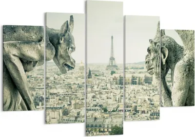 Produktbild von Bild auf Leinwand - Leinwandbild - 5 Teile - Wasserspeier Paris Notre-Dame - 150x100cm - Wand Bild - Wanddeko - Wandbilder - Leinwanddruck - Bilder - Wanddekoration - Leinwand bilder - EA150x100-4544