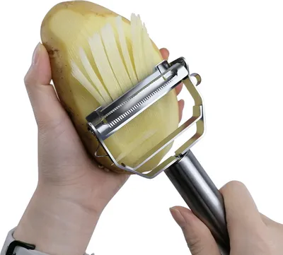 Produktbild von Sparschäler 2-in-1 Edelstahl Gemüseschäler Streifenschneider