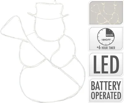 Produktbild von Schneemann mit 60 Warmweiß LED Licht 36 x 44 cm