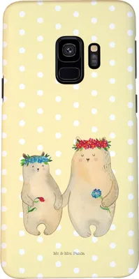 Produktbild von Mr. & Mrs. Panda Samsung Galaxy S9 Handyhülle Bären mit Blumenkranz - Gelb Pastell - Geschenk, Cover, Mama, Hülle, Handy Schutzhülle, Family, Bär, Smartphone, Muttertag