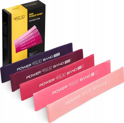 Produktbild von 4FIZJO Latex Fitnessbänder Set, 5-teilig, 30x5 cm, verschiedene Widerstände, Rosa