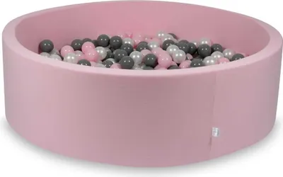 Produktbild von Bällebad 130x40cm rosa – Mit 700 Bällen / Perlmutt, Grau, Babyrosa