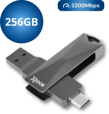Produktbild von Xedor Plus - USB-Stick - 256 GB - 3200 Mbit/s - USB-C und USB-A - iPhone und Android